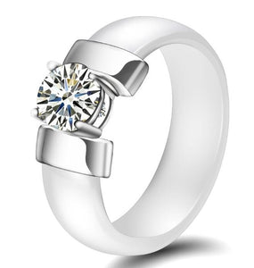 Rings 6mm White Black Ceramic