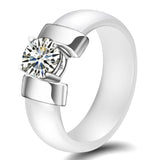 Rings 6mm White Black Ceramic