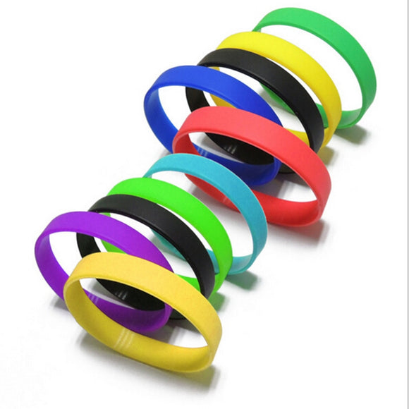WRISTBAND Silicone Rubber Wristband Flexible Wrist Band Cuff Bracelet Sports Casual Bangle