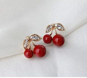 Earrings New Fashion Cute Lovely Red Cherry