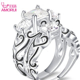 Rings New Silver Plated Square Crystal Engagement/Wedings