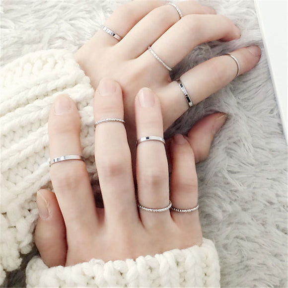 Rings 10PCS/SET 2018 Fashion Simple Design Vintage Gold Silver Color Joint