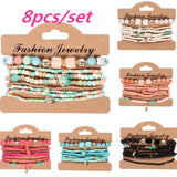 BANGLE Woman Boho Multilayer Beads Charm Bracelets