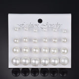 Earrings Fashion 12 pair/set Women Square Crystal Heart Stud