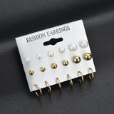Earrings Fashion 12 pair/set Women Square Crystal Heart Stud