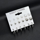 Earrings Fashion 12 pair/set Women Square Crystal Heart Stud