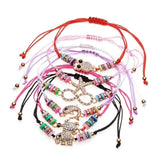 WRISTBAND 6 pcs/Sets Women Crystal Beads Bracelets&Bangles Adjustable Turtle Owl Eye Charms