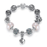BANGLE Fashion Silver Heart Charms Bracelet