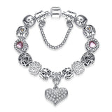 BANGLE Fashion Silver Heart Charms Bracelet