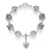 BANGLE Fashion Silver Heart Charms Bracelet