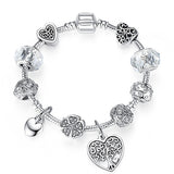 BANGLE Fashion Silver Heart Charms Bracelet
