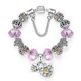 BANGLE Fashion Silver Heart Charms Bracelet