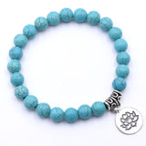 BANGLE Natural Stone Lotus Buddha Beads Bracelet Matte Amazonite Mala Beads bracelets