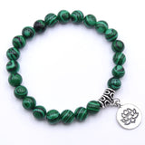 BANGLE Natural Stone Lotus Buddha Beads Bracelet Matte Amazonite Mala Beads bracelets