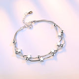 BANGLE Classic Five-pointed Square Round Beads Silver 925 Bracelets