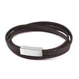 Wristbandi Fashion Black Genuine Leather Bracelet