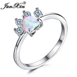 Rings Animal Bear Cat Dog Paw Rainbow Fire Opal