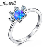 Rings Animal Bear Cat Dog Paw Rainbow Fire Opal