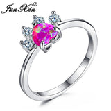 Rings Animal Bear Cat Dog Paw Rainbow Fire Opal