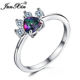 Rings Animal Bear Cat Dog Paw Rainbow Fire Opal