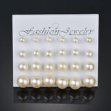 Earrings 12 pairs White Simulated Pearl