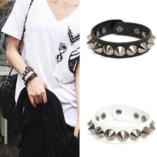 Wristband Punk Gothic Rock Faux Leather Rivet Stud Spike Bracelet Cuff Bangle