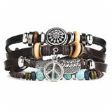Wristband Design Turkish Eye Leather Bracelet For   Woman Multiple Layer Feather Bracelet Fashion