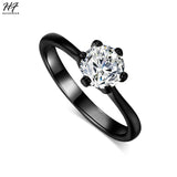 Rings Rose Gold Color Classic Simple Design 6 Prong Sparkling Solitaire