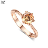 Rings Rose Gold Color Classic Simple Design 6 Prong Sparkling Solitaire