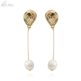 Earrings  Korea Design Metal Gold Geometric Irregular