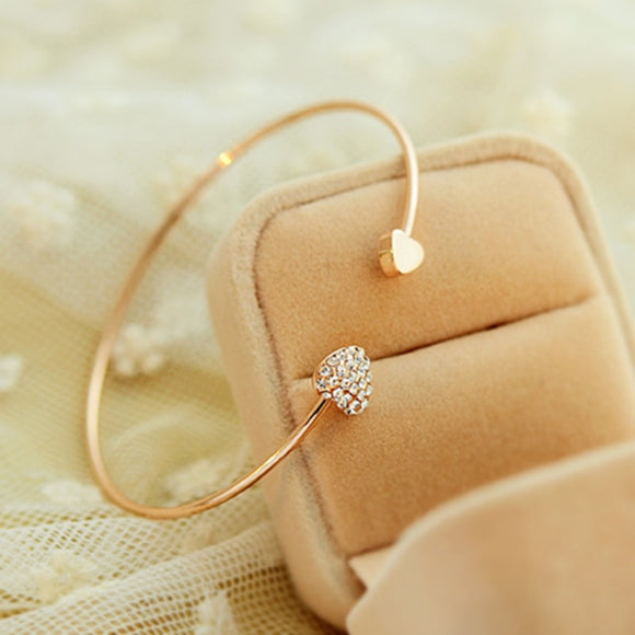 BANGLE Fashion Jewelry Gold Color Heart Cuff Bracelets