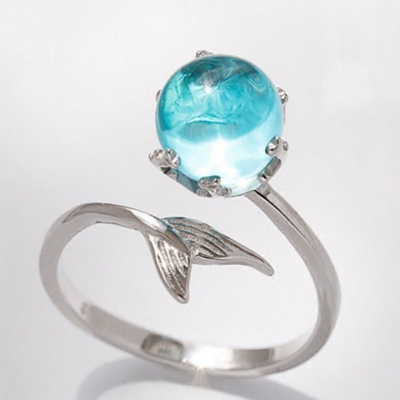 Rings  Blue Crystal Mermaid Bubble Open