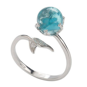 Rings  Blue Crystal Mermaid Bubble Open
