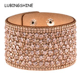BANGLE Leather Rhinestones Wide Bracelets