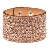 BANGLE Leather Rhinestones Wide Bracelets