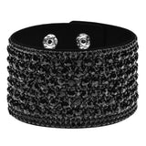 BANGLE Leather Rhinestones Wide Bracelets