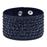 BANGLE Leather Rhinestones Wide Bracelets
