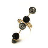 Rings Tocona Vintage Antique Gold Black Rhinestone Opening Knuckle Finger Midi