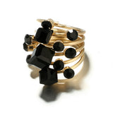 Rings Tocona Vintage Antique Gold Black Rhinestone Opening Knuckle Finger Midi