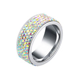 Rings  5 Row Lines Clear Crystal Wedding