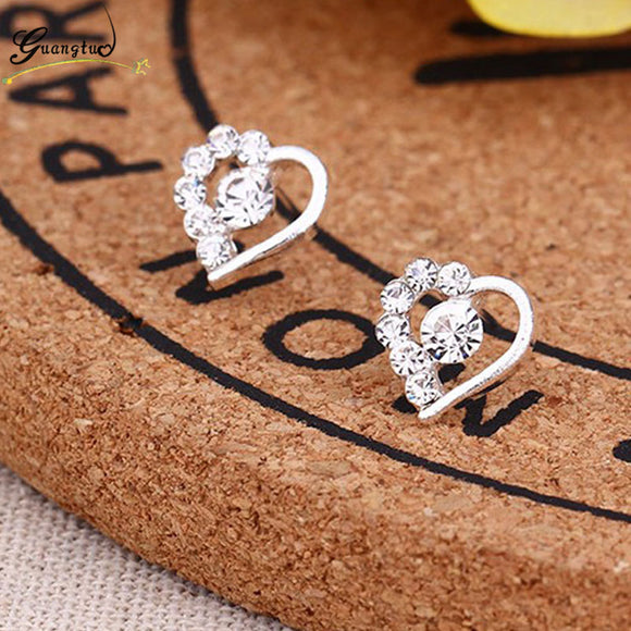 Earrings Cute Bijoux Crystal Heart Stud