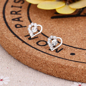 Earrings Cute Bijoux Crystal Heart Stud