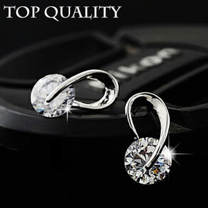 Earrings U Shape Silver Color Zircon Crystal Stud