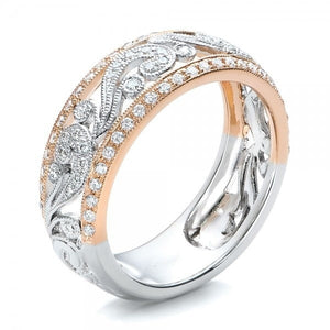 Rings  Hollow Two-tone Color Rose Gold Flower Cubic Zirconia