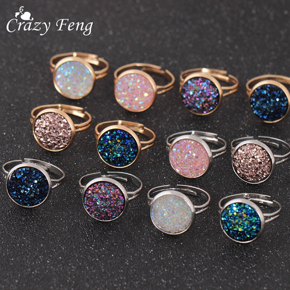 Rings Crazy Feng Trendy Druzy Stone Finger