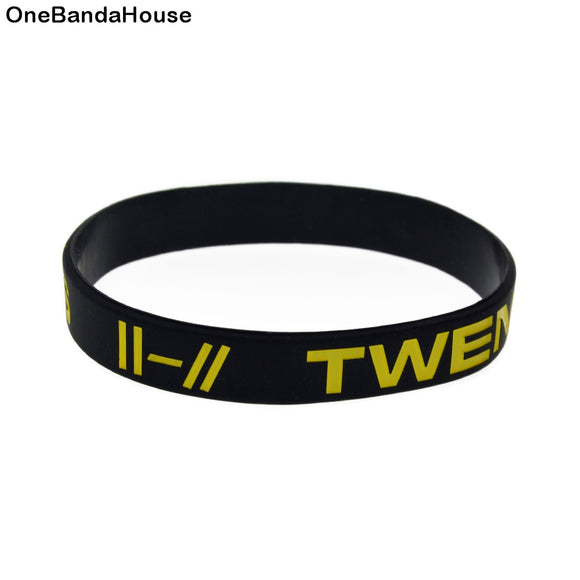 OneBandaHouse 1PC Twenty One Pilots Silicone Wristband Black Fashion Music Bracelet