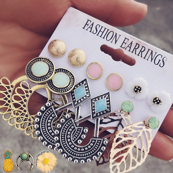 Earrings Vintage Stud Earrings Set Mixed