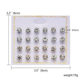 Earrings Fashion 12 pair/set Women Round Crystal Stud