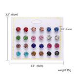 Earrings Fashion 12 pair/set Women Round Crystal Stud