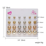 Earrings Fashion 12 pair/set Women Round Crystal Stud
